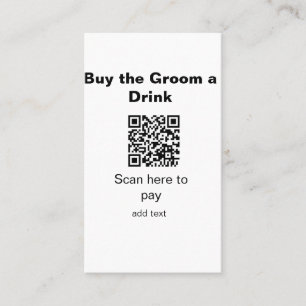 vrijgezellenfeest QR-scan om bruidegom drankje te  Visitekaartje