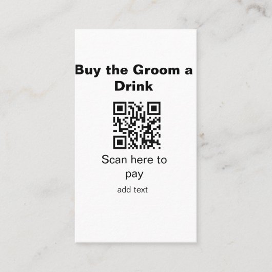 vrijgezellenfeest QR-scan om bruidegom drankje te  Visitekaartje (Voorkant)