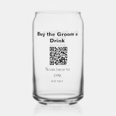 vrijgezellenfeest QR-scan om bruidegom een drankje Blikvorm Glas (Achterkant)