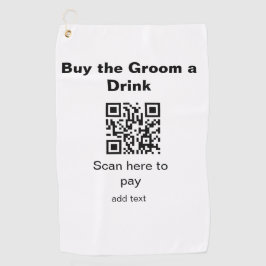 vrijgezellenfeest QR-scan om bruidegom een drankje Golfhanddoek