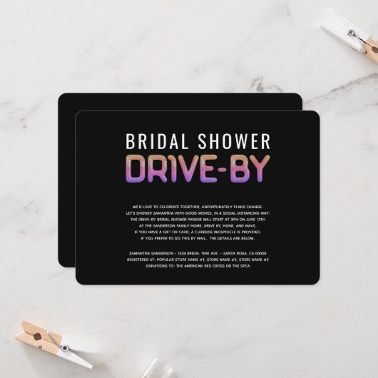 Vrijgezellenfeest Rainbow Colours Invitation Kaart (Voorkant / Achterkant in situ)