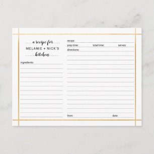 Vrijgezellenfeest recept, eenvoudig goud lijst briefkaart