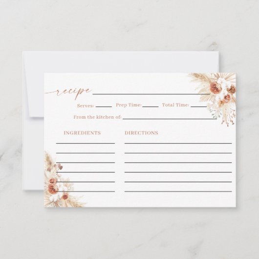 Vrijgezellenfeest Recept Kaart, Boho Floral Boeket Kaart (Voorkant)