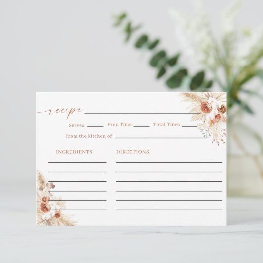Vrijgezellenfeest Recept Kaart, Boho Floral Boeket Kaart (Staand voorkant)