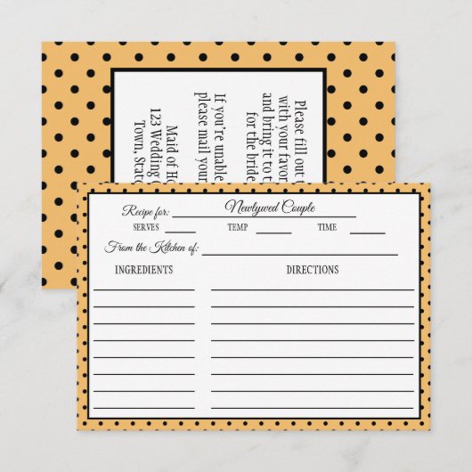 Vrijgezellenfeest Recept Kaart Polka Dot Buff Beig (Voorkant / Achterkant)