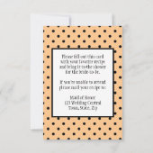 Vrijgezellenfeest Recept Kaart Polka Dot Peach (Achterkant)