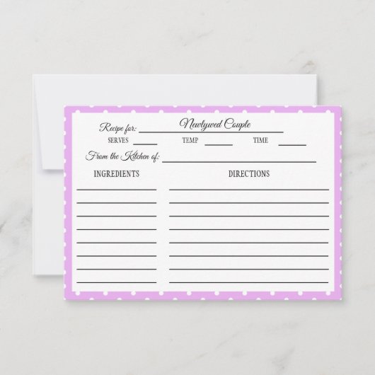 Vrijgezellenfeest Recept Kaart Witte Polka Dot Lav (Voorkant)
