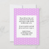 Vrijgezellenfeest Recept Kaart Witte Polka Dot Lav (Achterkant)