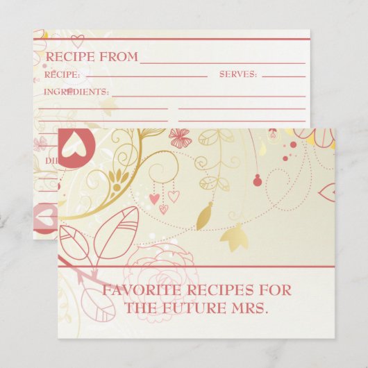 Vrijgezellenfeest Recept Kaarten-  Bloemen Briefkaart (Voorkant / Achterkant)