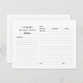 Vrijgezellenfeest receptenkaart, eenvoudig wit spe briefkaart (Voorkant / Achterkant)