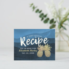 Vrijgezellenfeest Recipe Blue Gold Pineapple Coupl Uitnodiging Briefkaart