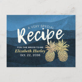 Vrijgezellenfeest Recipe Blue Gold Pineapple Coupl Uitnodiging Briefkaart