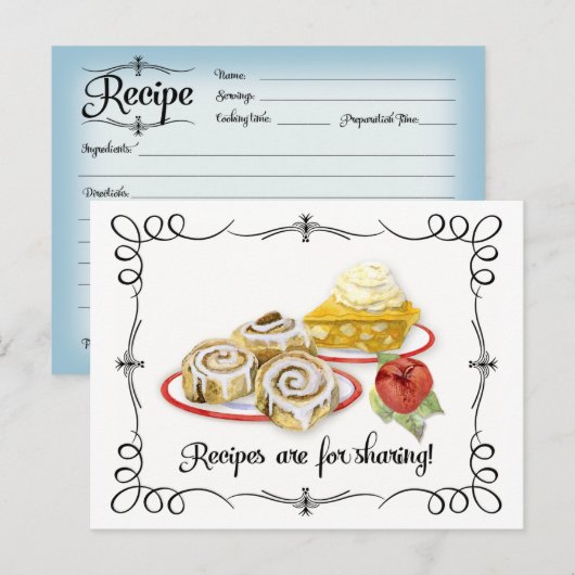 Vrijgezellenfeest Recipe Card Desserts Scroll Retr Briefkaart (Voorkant / Achterkant)