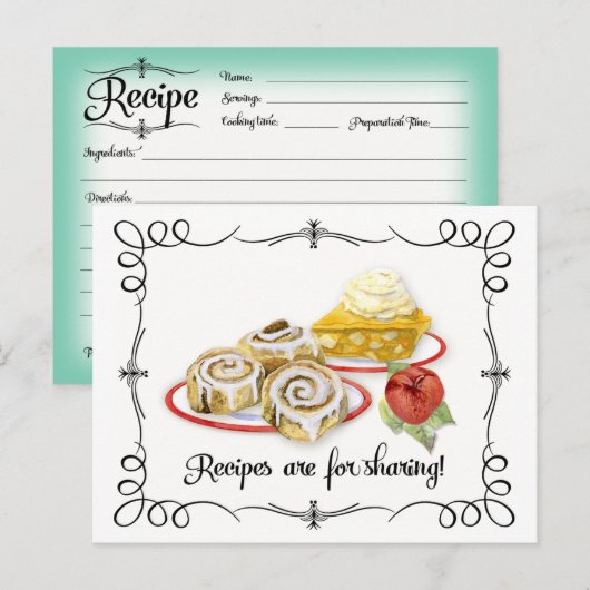 Vrijgezellenfeest Recipe Card Desserts Scroll Retr Briefkaart (Voorkant / Achterkant)