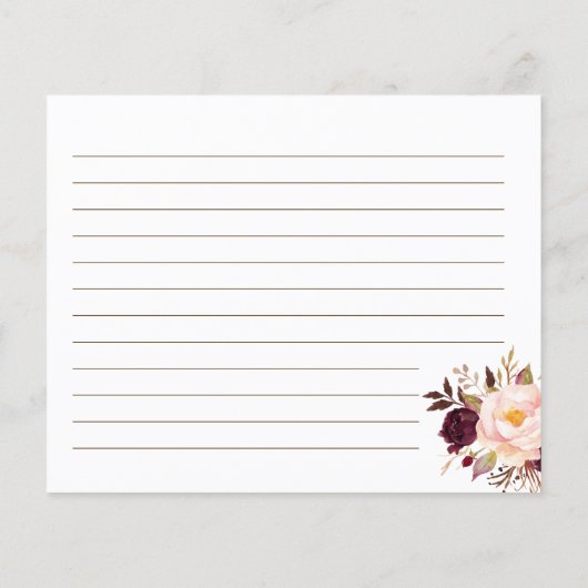 Vrijgezellenfeest Recipe Card Marsala Flowers (Achterkant)