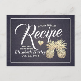 Vrijgezellenfeest Recipe Chic Gold Pineapple Navy  Uitnodiging Briefkaart
