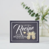 Vrijgezellenfeest Recipe Chic Gold Pineapple Navy Uitnodiging Briefkaart (Staand voorkant)
