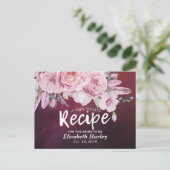 Vrijgezellenfeest Recipe Floral Feather Burgundy R Uitnodiging Briefkaart (Staand voorkant)