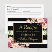Vrijgezellenfeest Recipe Kaart  Floral Stripes (Voorkant / Achterkant)