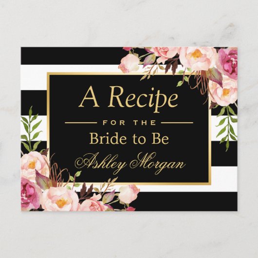 Vrijgezellenfeest Recipe Kaart  Floral Stripes (Voorkant)