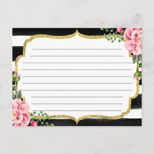 Vrijgezellenfeest Recipe Kaart Waterverf Floral St (Achterkant)