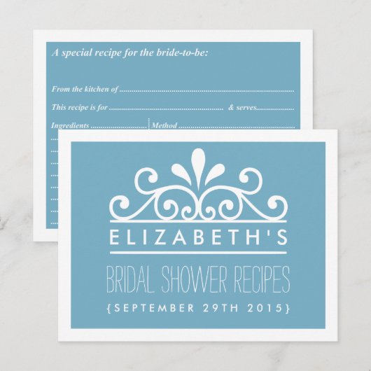 Vrijgezellenfeest Recipe Kaarten Blue Tiara (Voorkant / Achterkant)