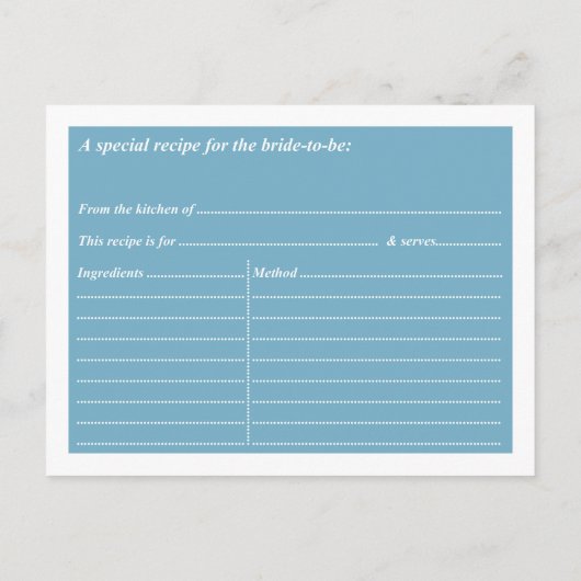 Vrijgezellenfeest Recipe Kaarten Blue Tiara (Achterkant)