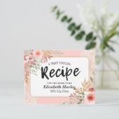Vrijgezellenfeest Recipe Modern Elegant Roze Bloem Uitnodiging Briefkaart (Staand voorkant)