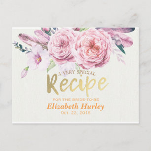 Vrijgezellenfeest Recipe Natural Boho Floral Feath Uitnodiging Briefkaart