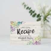 Vrijgezellenfeest Recipe Succulent Planten Rustisc Uitnodiging Briefkaart (Staand voorkant)