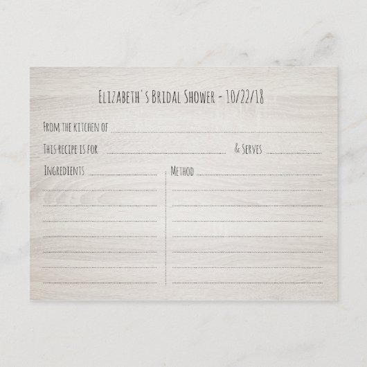 Vrijgezellenfeest Recipe Waterverf Floral Rustic W Uitnodiging Briefkaart (Achterkant)