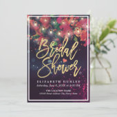Vrijgezellenfeest Red Floral String Lights Gold Sc Kaart (Staand voorkant)