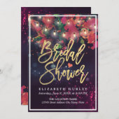 Vrijgezellenfeest Red Floral String Lights Gold Sc Kaart (Voorkant / Achterkant)