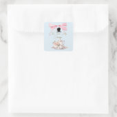 Vrijgezellenfeest Regency Tea Party Silhouet Lint Vierkante Sticker (Tas)