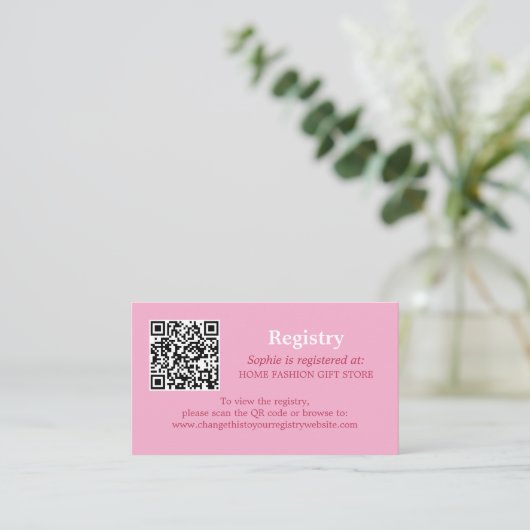 Vrijgezellenfeest Registry QR Code Roze Magenta Informatiekaartje (Staand voorkant)