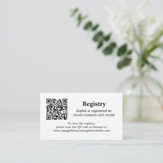 Vrijgezellenfeest Registry QR Code Zwart Wit Informatiekaartje (Staand voorkant)
