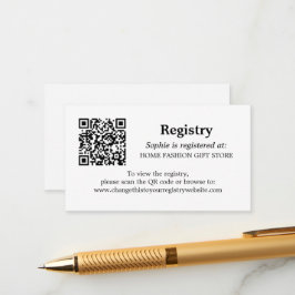 Vrijgezellenfeest Registry QR Code Zwart Wit Informatiekaartje