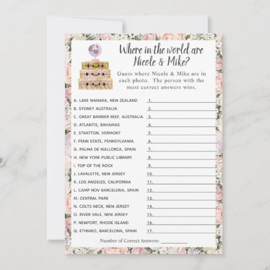 Vrijgezellenfeest reisgame kaart (Voorkant)