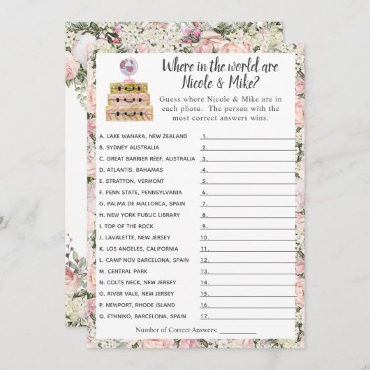 Vrijgezellenfeest reisgame kaart (Voorkant / Achterkant)