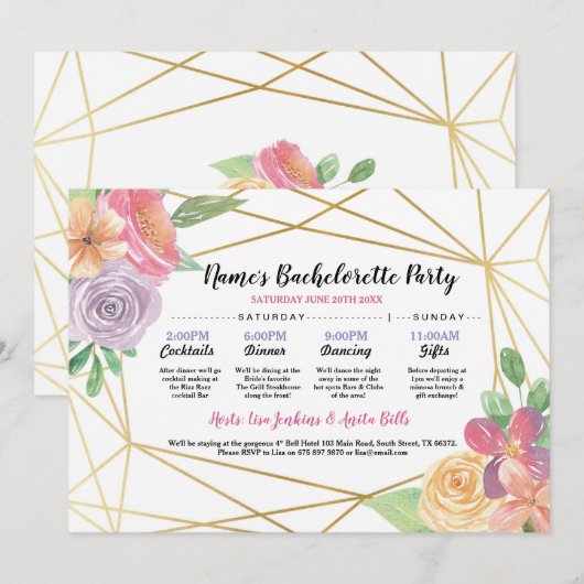 Vrijgezellenfeest reisroute Bachelorette Gold Lijs Kaart (Voorkant / Achterkant)