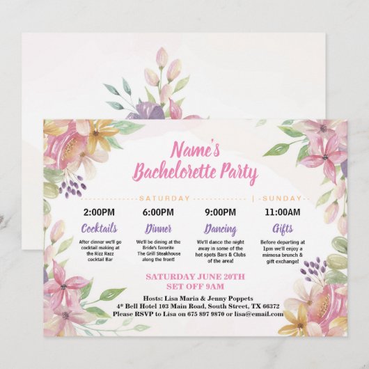 Vrijgezellenfeest Reisroute Bloemen Bloemen Waterv Kaart (Voorkant / Achterkant)