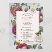 Vrijgezellenfeest reisroute Bloom Floral Butterfly Programmakaart (Voorkant / Achterkant)