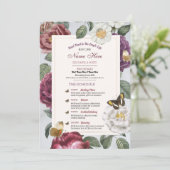 Vrijgezellenfeest reisroute Bloom Floral Butterfly Programmakaart (Staand voorkant)