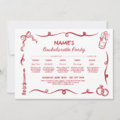 Vrijgezellenfeest reisschema grillige hand geteken kaart (Voorkant)