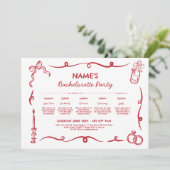 Vrijgezellenfeest reisschema grillige hand geteken kaart (Staand voorkant)