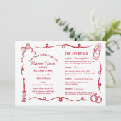 Vrijgezellenfeest reisschema grillige hand geteken programmakaart (Staand voorkant)