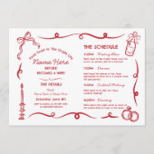 Vrijgezellenfeest reisschema grillige hand geteken programmakaart (Voorkant)