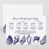 Vrijgezellenfeest Reisschema Strand Wedding Shells Kaart (Voorkant / Achterkant)