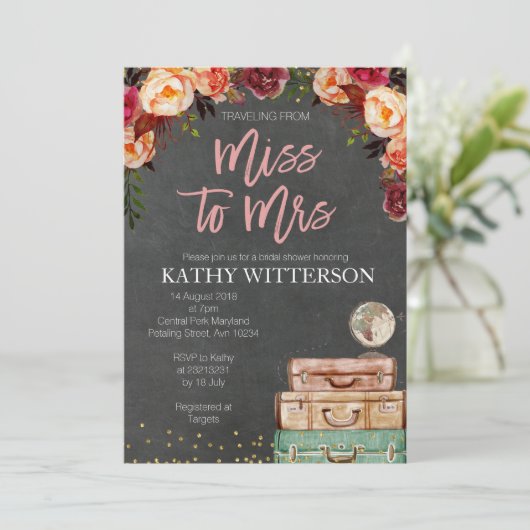 Vrijgezellenfeest reisuitnodiging kaart (Staand voorkant)