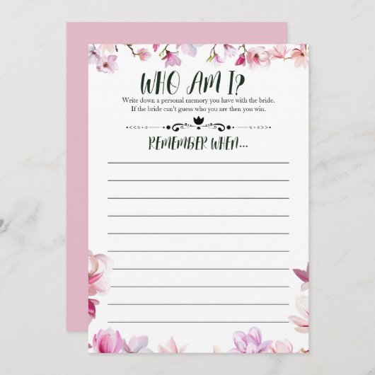 Vrijgezellenfeest Remember Me-spel Kaart (Voorkant / Achterkant)